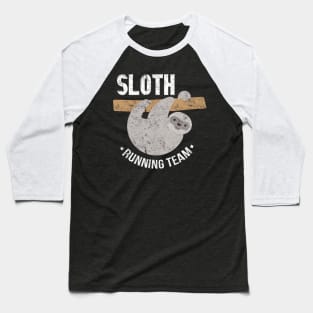 Vintage Sloth Running Team Funny Sloth Distressed Baseball T-Shirt